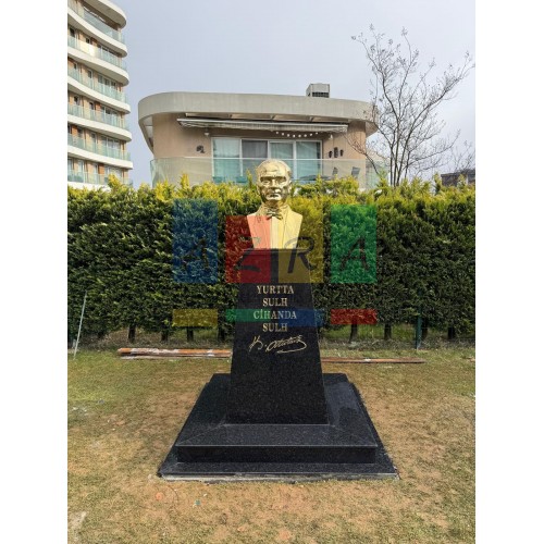 Atatürk Büstü Pirinç Mermer Siyah Granit Kaide